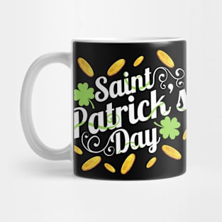 Golden Coins And Shamrocks On A Logo For St. Patricks Day Mug